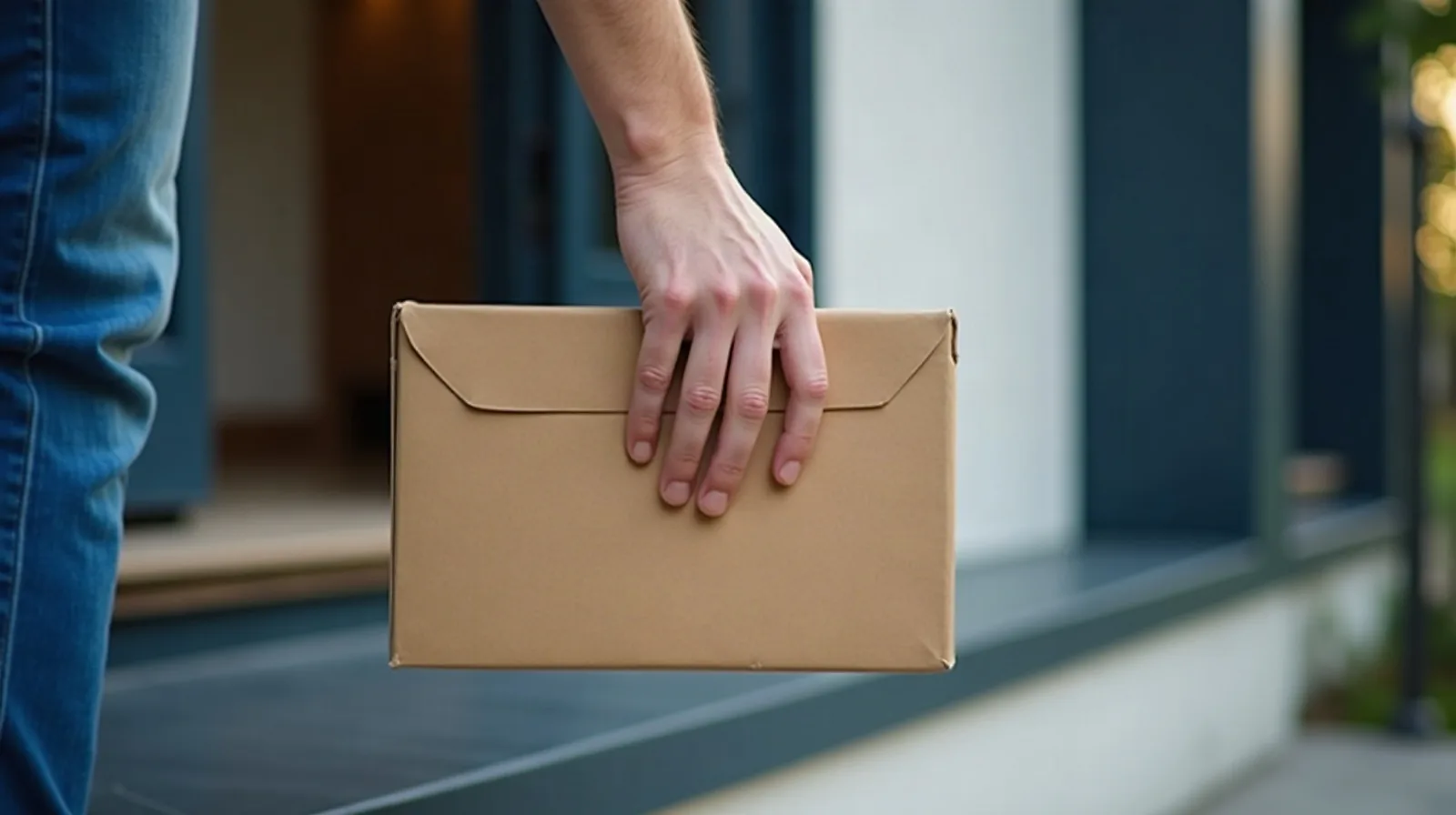 Picking up a delivered parcel