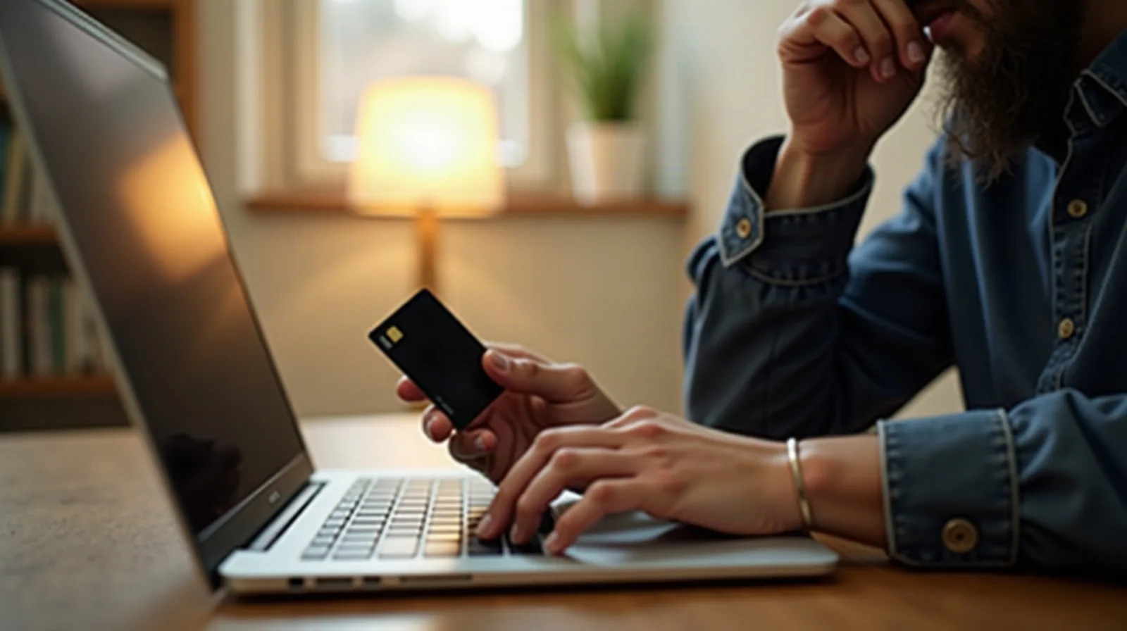 Checking accounts at a home desk