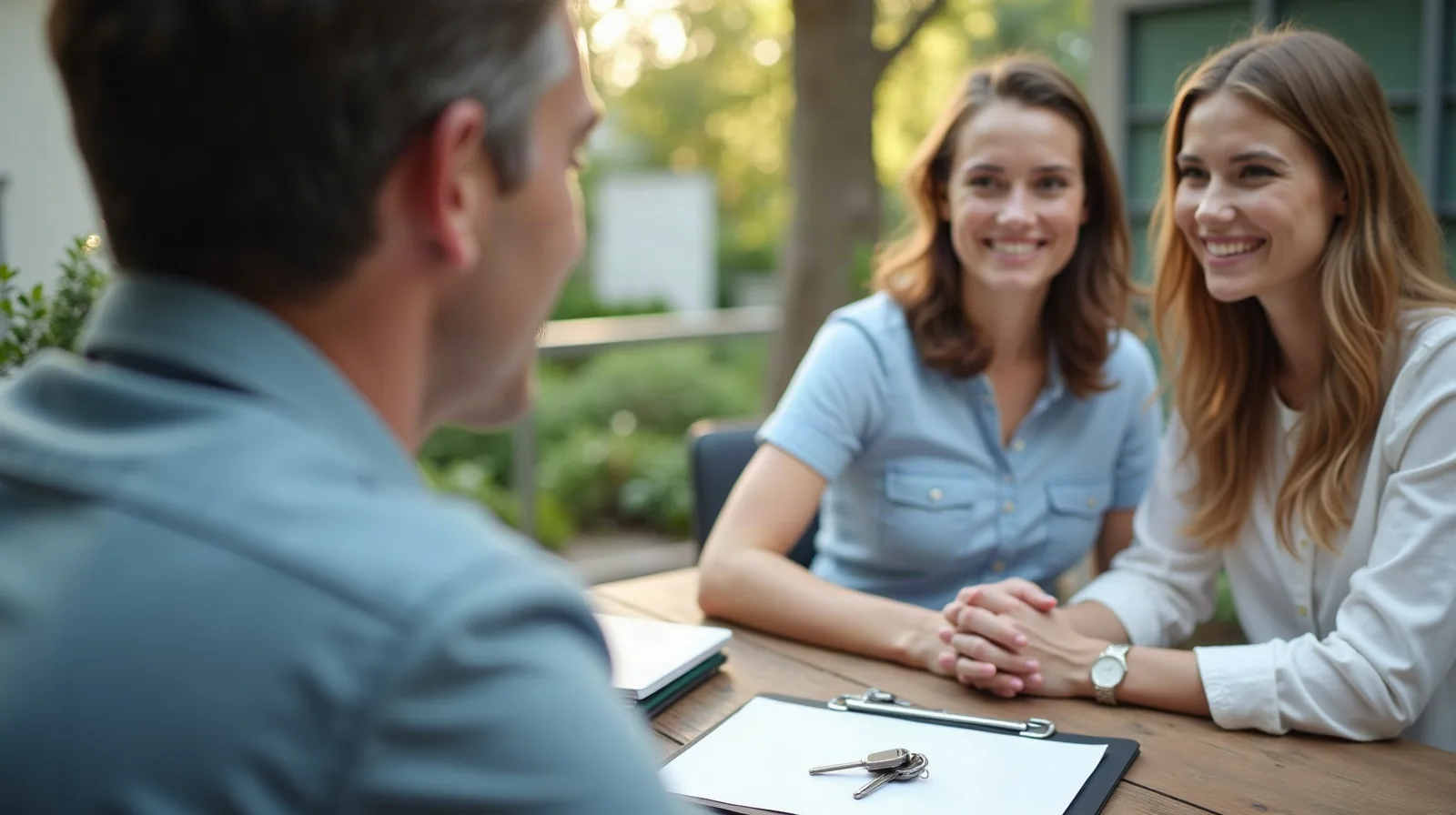 A couple meeting with a lender