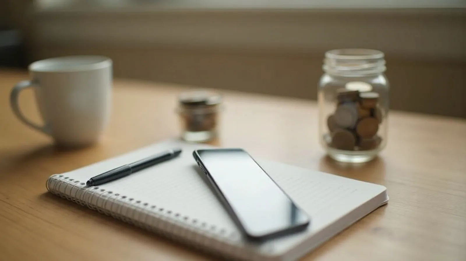 Three budgeting routes — a phone app, a spreadsheet grid, and a paper notebook — converging toward a stack of gold coins